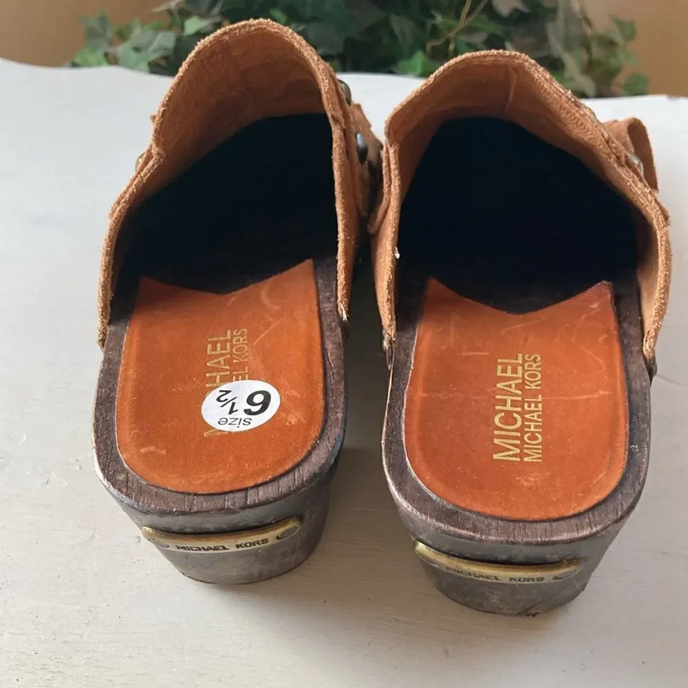 Michael Kors | Michael Kors Slip-On Suede Wooden Mules/Cogs Women’s 6.5
